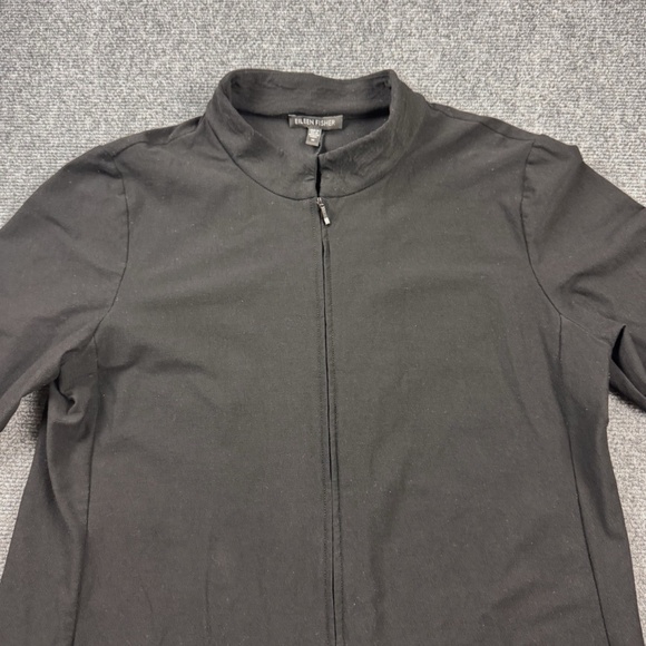 Eileen Fisher Womens Size Medium Stretch Full Zip Long Jacket Black - Picture 2 of 7